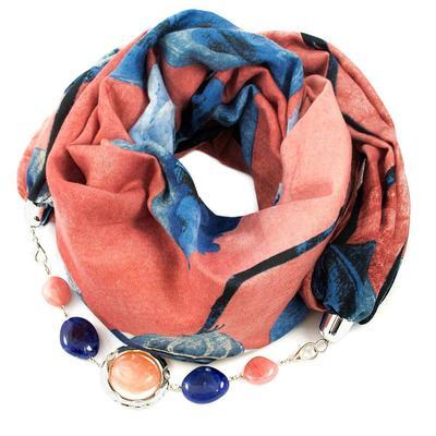 Cotton jewelry scarf - pink and blue