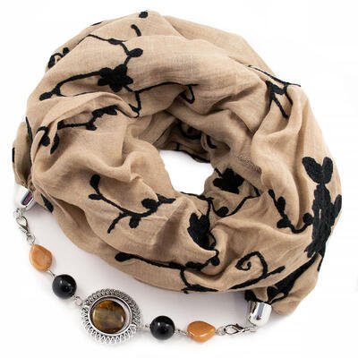 Cotton jewelry scarf - brown