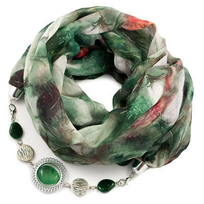 Cotton jewelry scarf - dark green