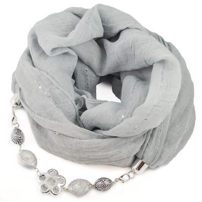 Cotton jewelry scarf Bijoux Me - grey