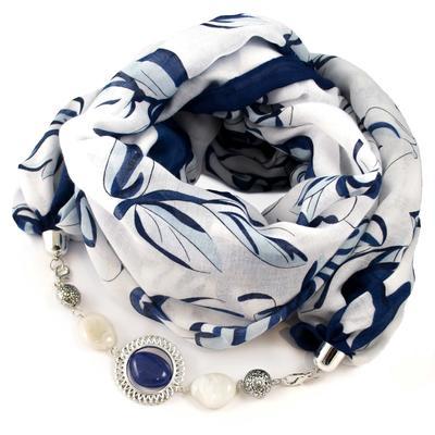 Cotton scarf - white and blue
