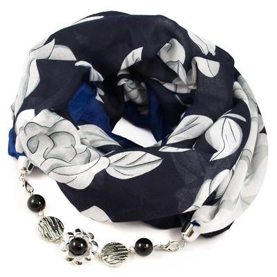 Cotton jewelry scarf - black and white