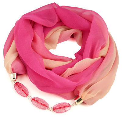 Jewelry scarf Extravagant - pink and beige - 1