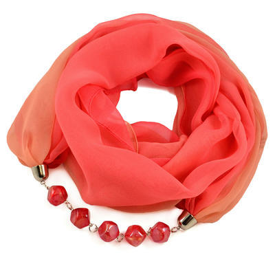 Jewelry scarf Extravagant - coral - 1