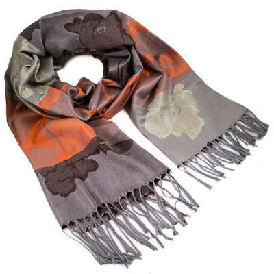 Classic warm scarf - brown and orange - 1