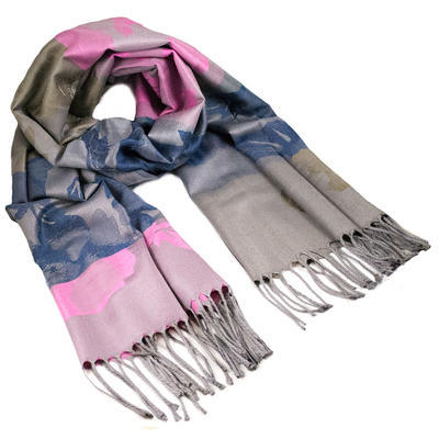 Classic warm scarf - pink and blue - 1