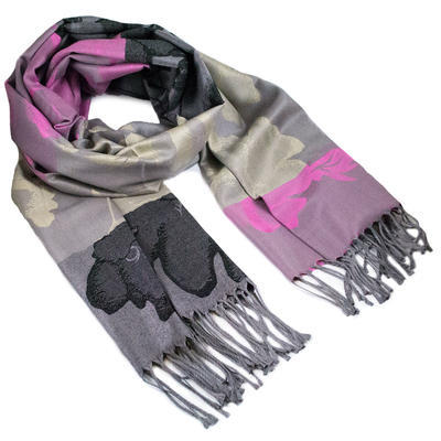 Classic warm scarf - pink and black - 1