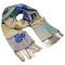 Classic warm scarf - blue and beige - 1/2