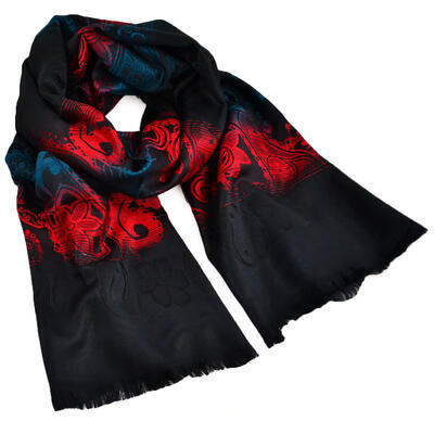 Classic warm scarf - black and red - 1