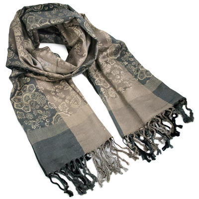 Classic warm scarf - grey and beige - 1