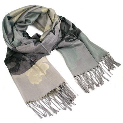 Classic warm scarf - grey and beige - 1