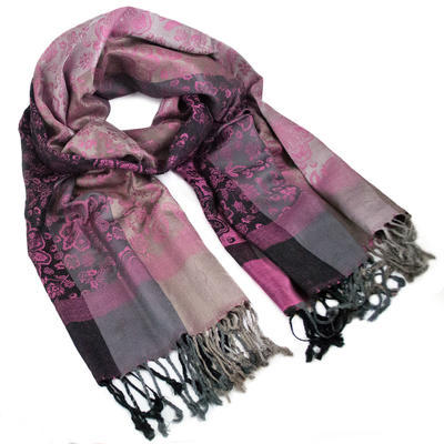 Classic warm scarf - grey and pink - 1