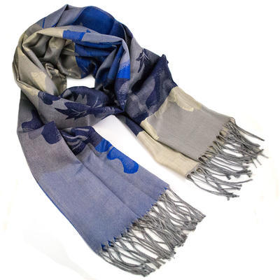Classic warm scarf - grey and blue - 1