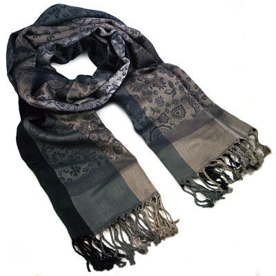 Classic warm scarf - grey and blue - 1