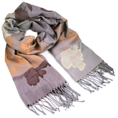 Classic warm scarf - grey and brown - 1