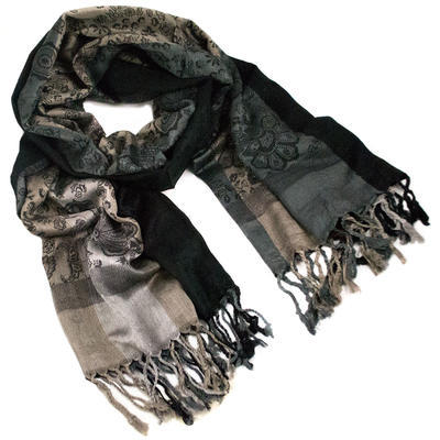 Classic warm scarf - grey and black - 1