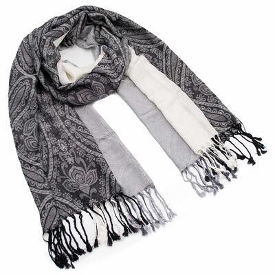 Classic warm scarf - black and white - 1