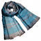 Classic cashmere scarf - grey and turquoise - 1/3