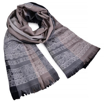 Classic cashmere scarf - grey and brown - 1