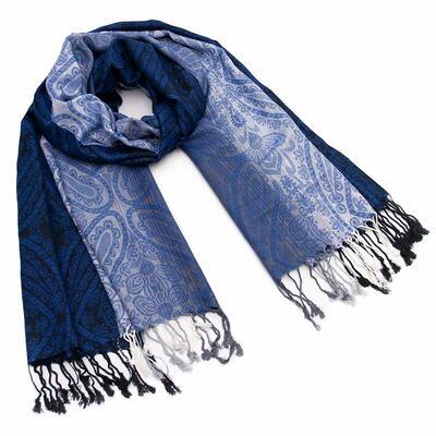 Classic warm scarf - blue and white - 1