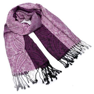Classic warm scarf - violet and white - 1