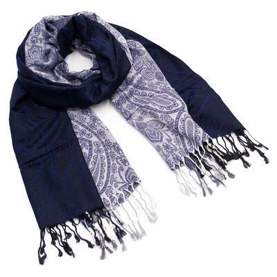 Classic warm scarf - blue and white - 1