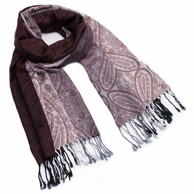 Classic warm scarf - brown and white - 1