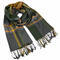 Classic warm scarf - green and mustard yellow - 1/2