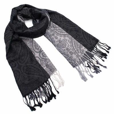 Classic warm scarf - black and grey - 1