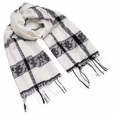 Classic winter scarf - white and black - 1