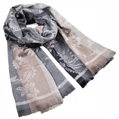 Classic warm double-sided scarf - grey and beige - 1
