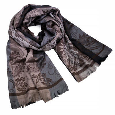 Classic warm double-sided scarf - grey and brown - 1