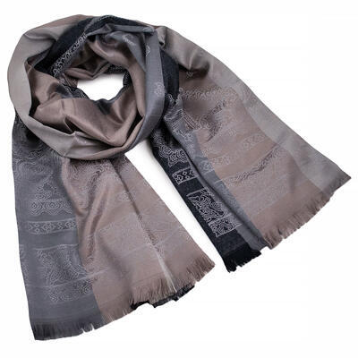 Classic warm double-sided scarf - grey and beige - 1