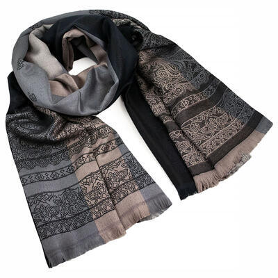 Classic warm double-sided scarf - black and brown - 1