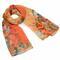 Classic women's scarf - orange with floral print - 1/2