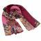 Classic women's scarf - dark red with floral print - 1/2