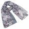 Classic women's scarf - grey and white with floral print - 1/2
