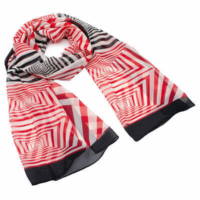 Classic women's scarf - red and white - 1