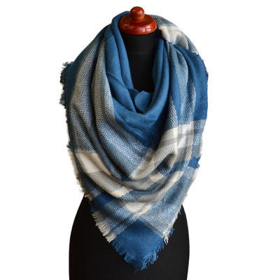 Blanket square scarf - blue - 1