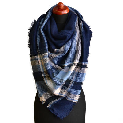 Blanket square scarf - blue - 1