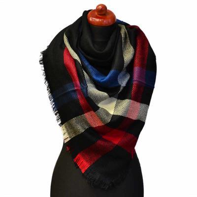 Blanket square scarf - black and red - 1