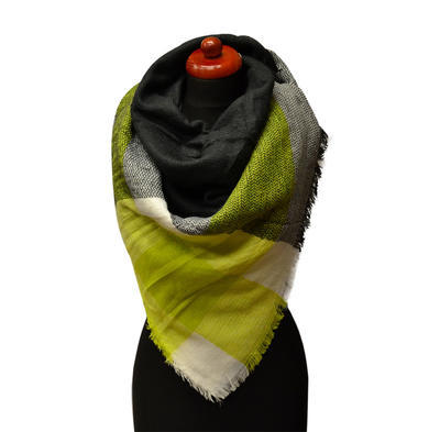 Blanket square scarf - black and yellow - 1
