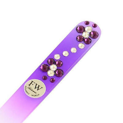 Glass nail file with Swarovski crystals - 135mm pink III - 1