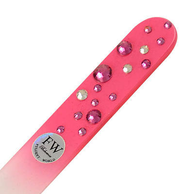 Glass nail file with Swarovski crystals - pink - 1