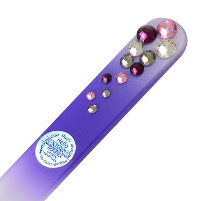 Glass nail file with Swarovski crystals - violet - 1