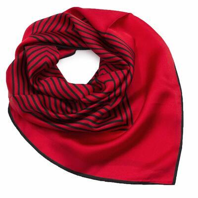 Square scarf - red and black with stripes - 1