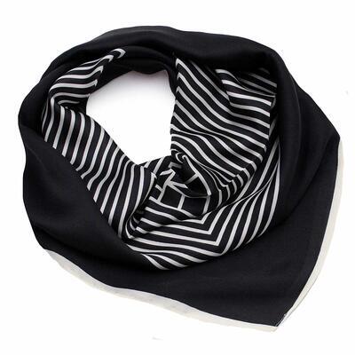 Square scarf - black with stripes - 1