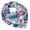 Square scarf - white and blue with cats - 1/2