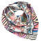 Square scarf - white and lilac with cats - 1/2