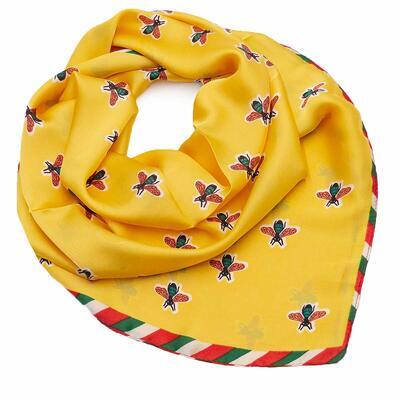 Square scarf - yellow with print - 1